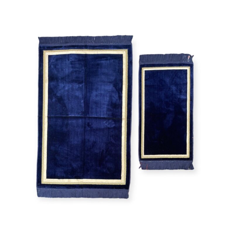 Islamic Prayer Mat - Adult & Child Prayer mat Gift Set Navy
