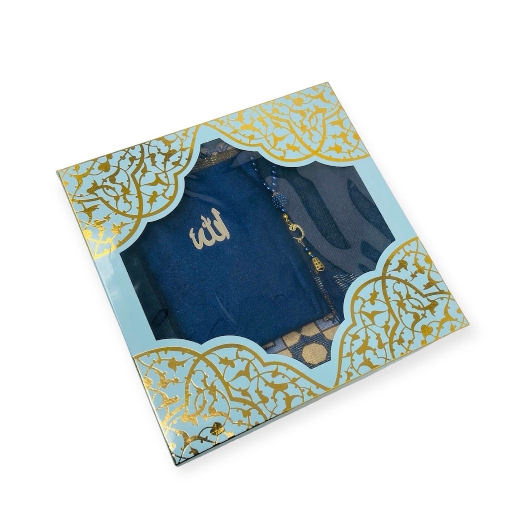 Islamic Prayer Mat - Islamic Gift set Prayer mat, Tasbeeh & Yaseen And Selected Surah Gift Box Blue Islamic Prayer Mat - Islamic Gift set Prayer mat, Tasbeeh & Yaseen And Selected Surah Gift Box Blue