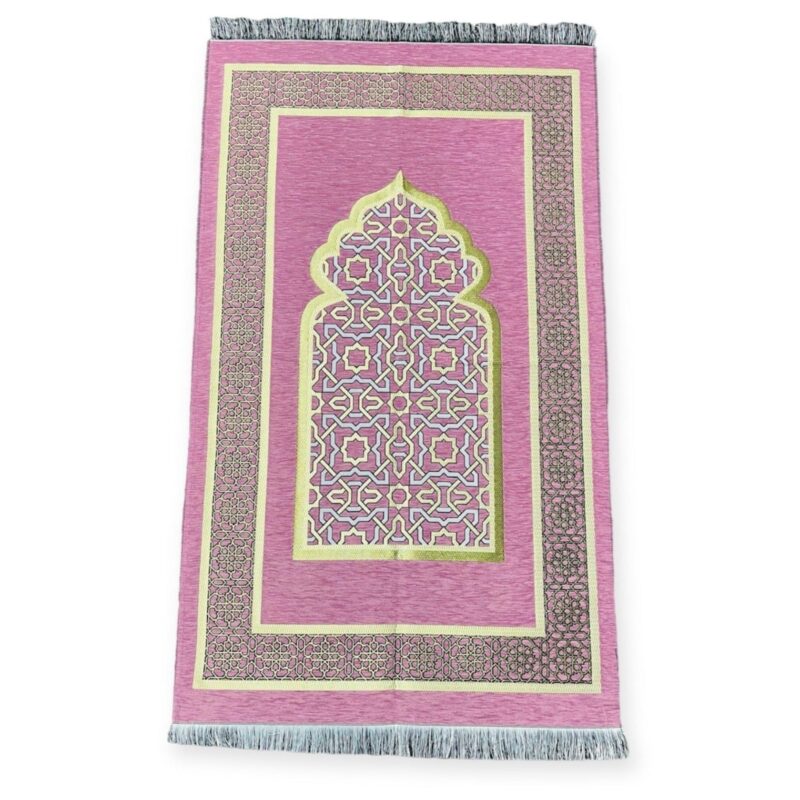 Chenille Embroidered Islamic Prayer Mat Dynasty - Pink