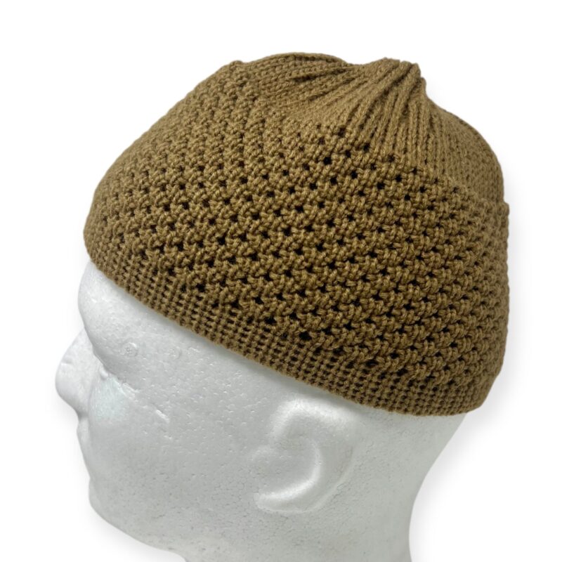 Muslim Prayer Hat - Muslim Kufi Turkish woolly Prayer Hat Hazel