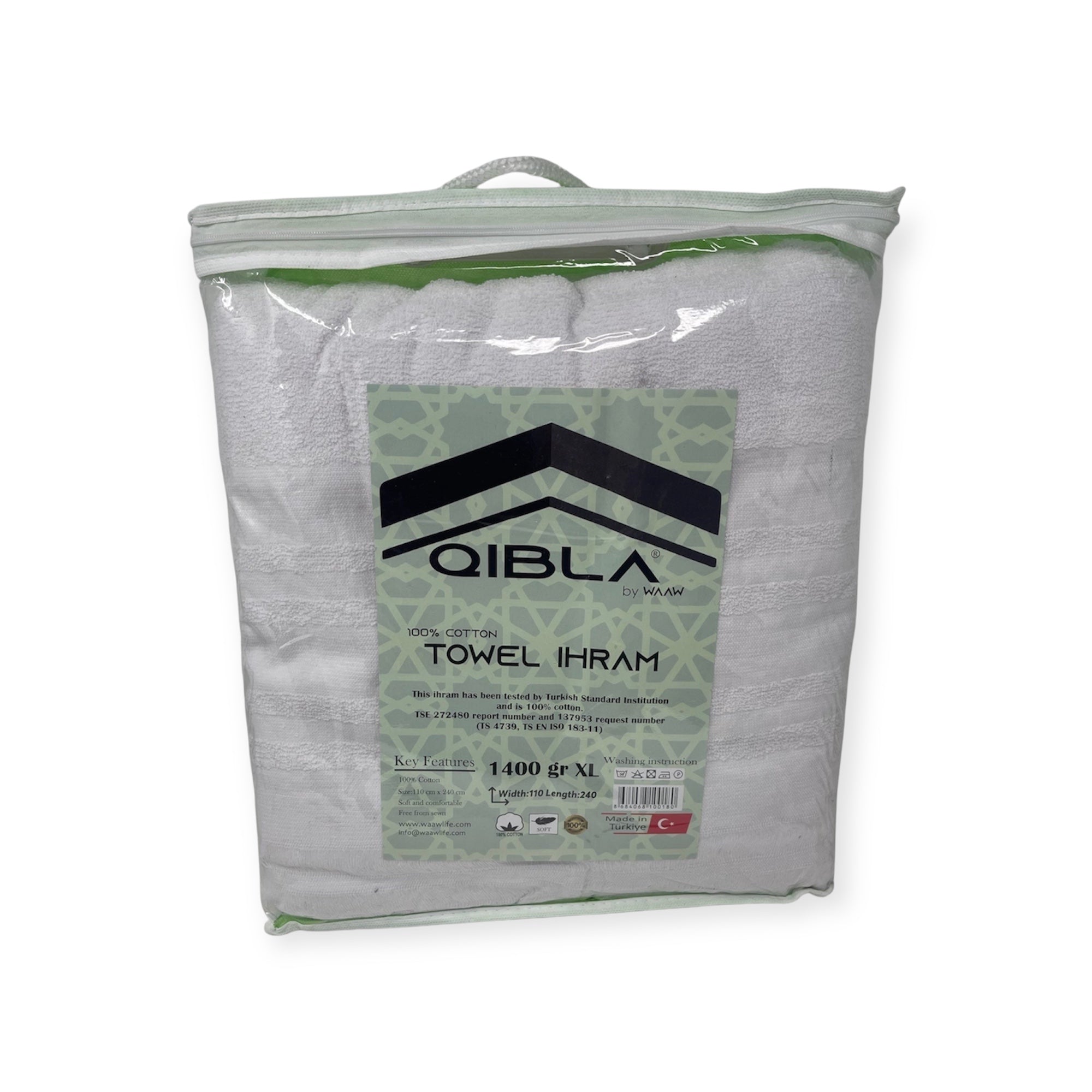 Hajj and Umrah Essential - 1400gr XL Premium quality Qibla Ihram for Hajj and Umrah 2pcs 110cmX240cm Hajj and Umrah Essential - 1400gr XL Premium quality Qibla Ihram for Hajj and Umrah 2pcs 110cmX240cm