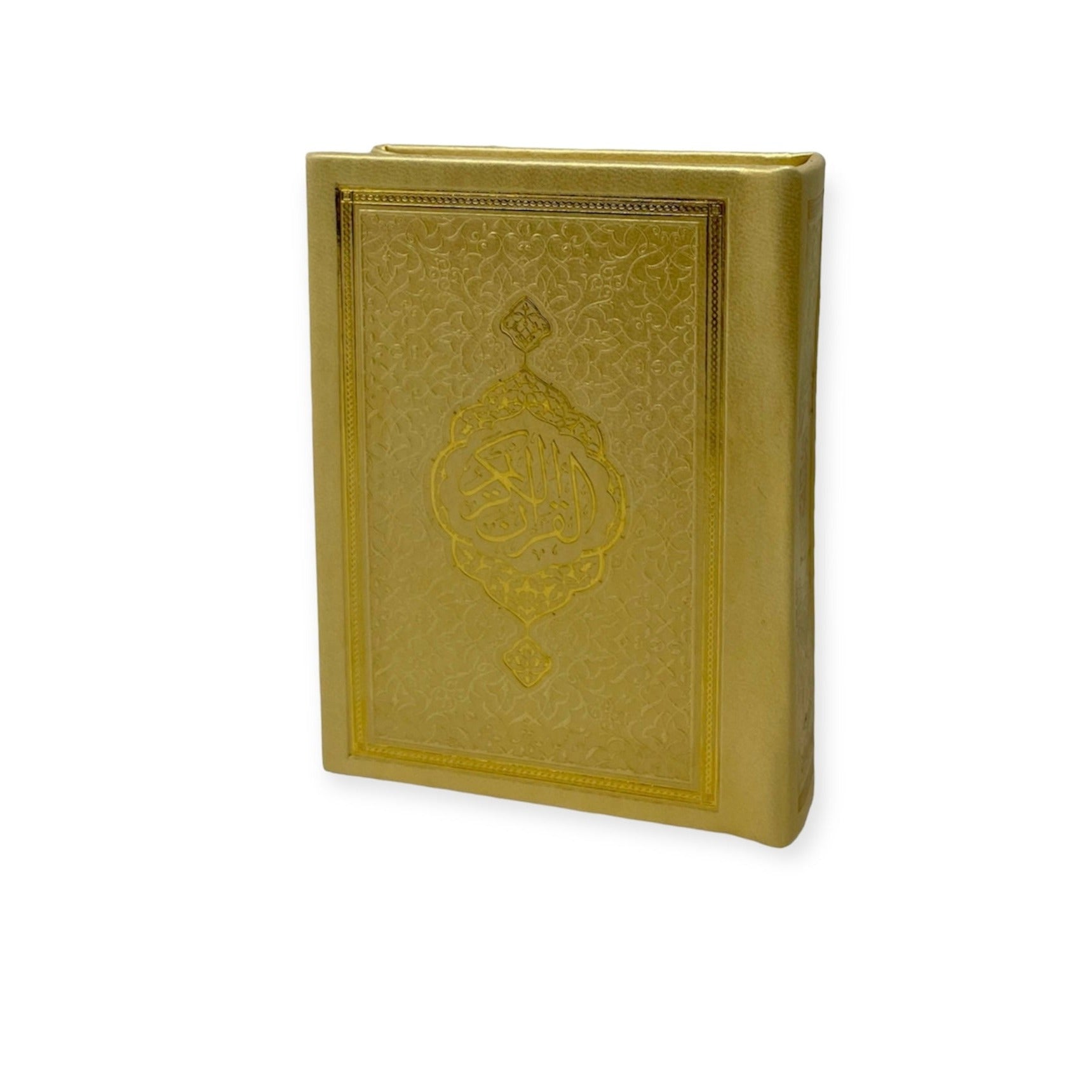 Pocket Size Full Quran With Hard Leather Cover Othmanic Script 11X8cm Gold Pocket Size Full Quran With Hard Leather Cover Othmanic Script 11X8cm Gold