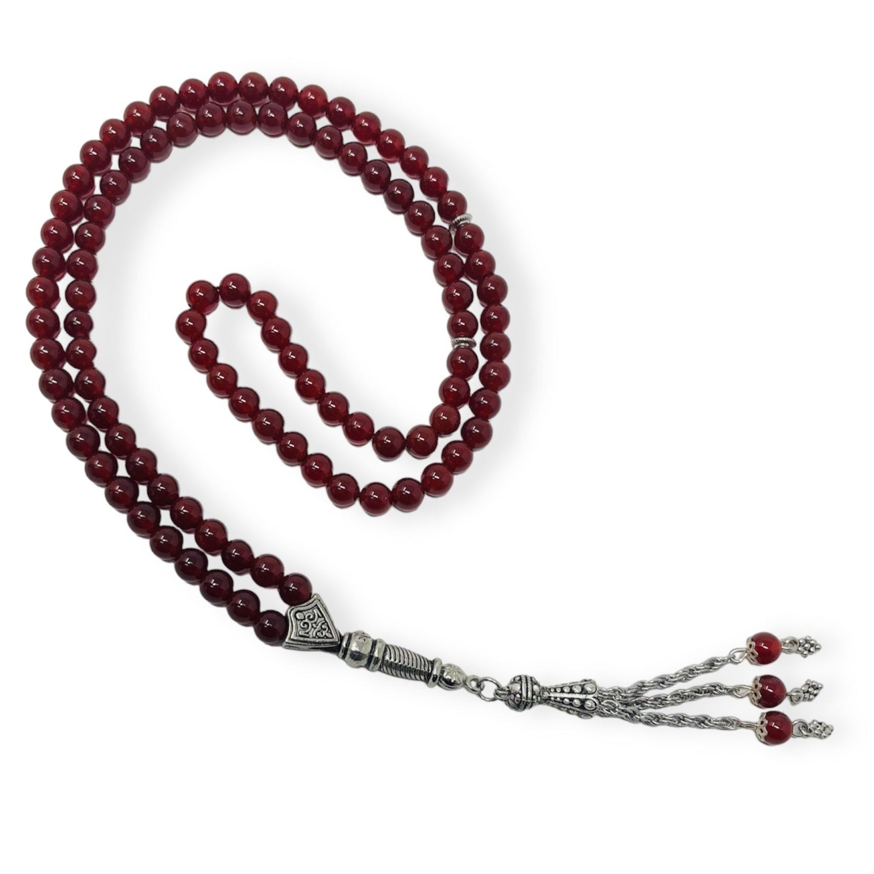 Tasbeeh Prayer Beads - REAL Red Agate Aqeeq Stone Islamic Prayer 99 beads, Tasbih Tasbeeh Prayer Beads - REAL Red Agate Aqeeq Stone Islamic Prayer 99 beads, Tasbih
