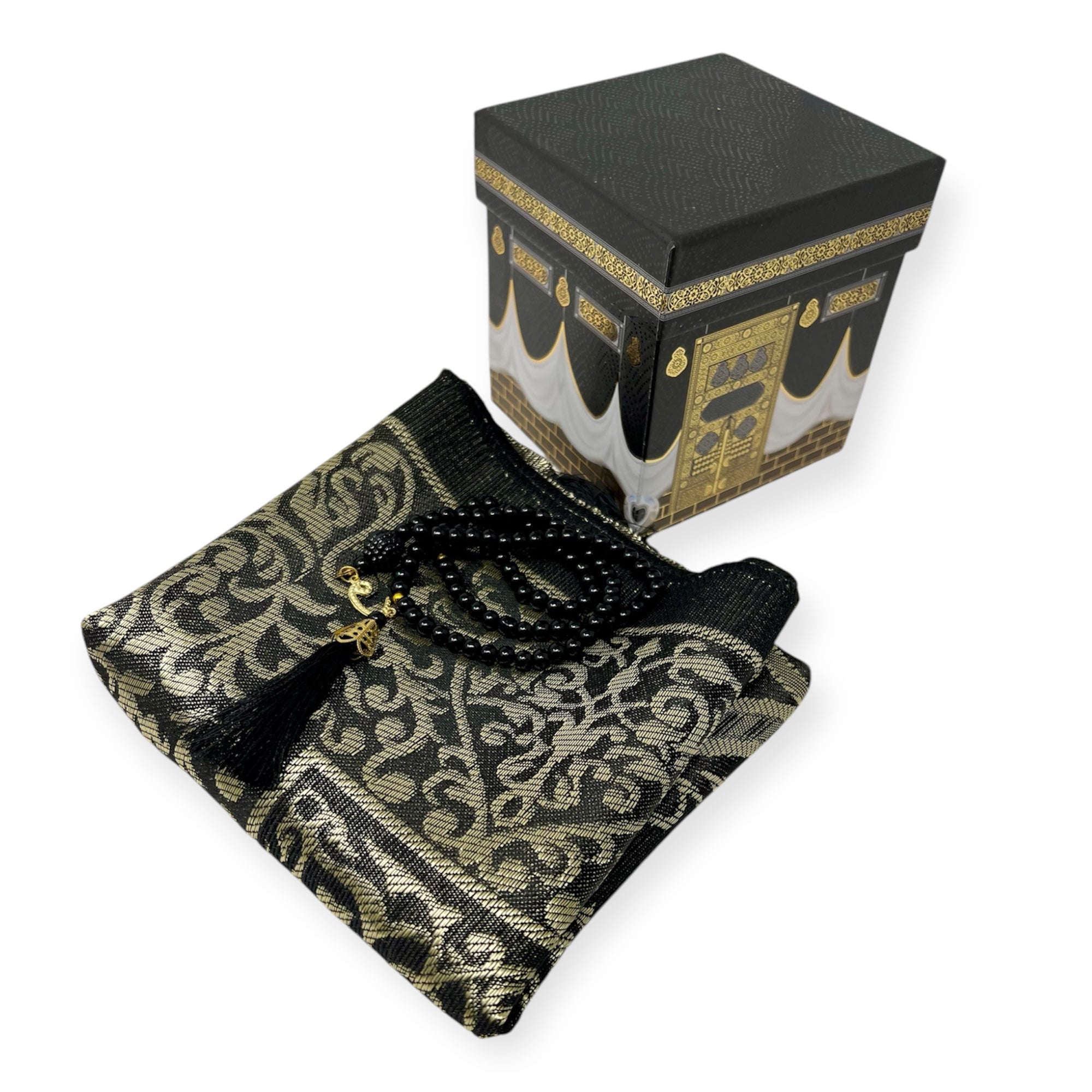 Islamic Prayer Mat - Kaba design box comes with Prayer mat and Tasbeeh Islamic Prayer Mat - Kaba design box comes with Prayer mat and Tasbeeh