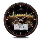 Islamic Ornament - Azan Clock Large Round Wall Automatic Kaaba Muslim Azan Clock – 13" Digital Prayer Time Display with