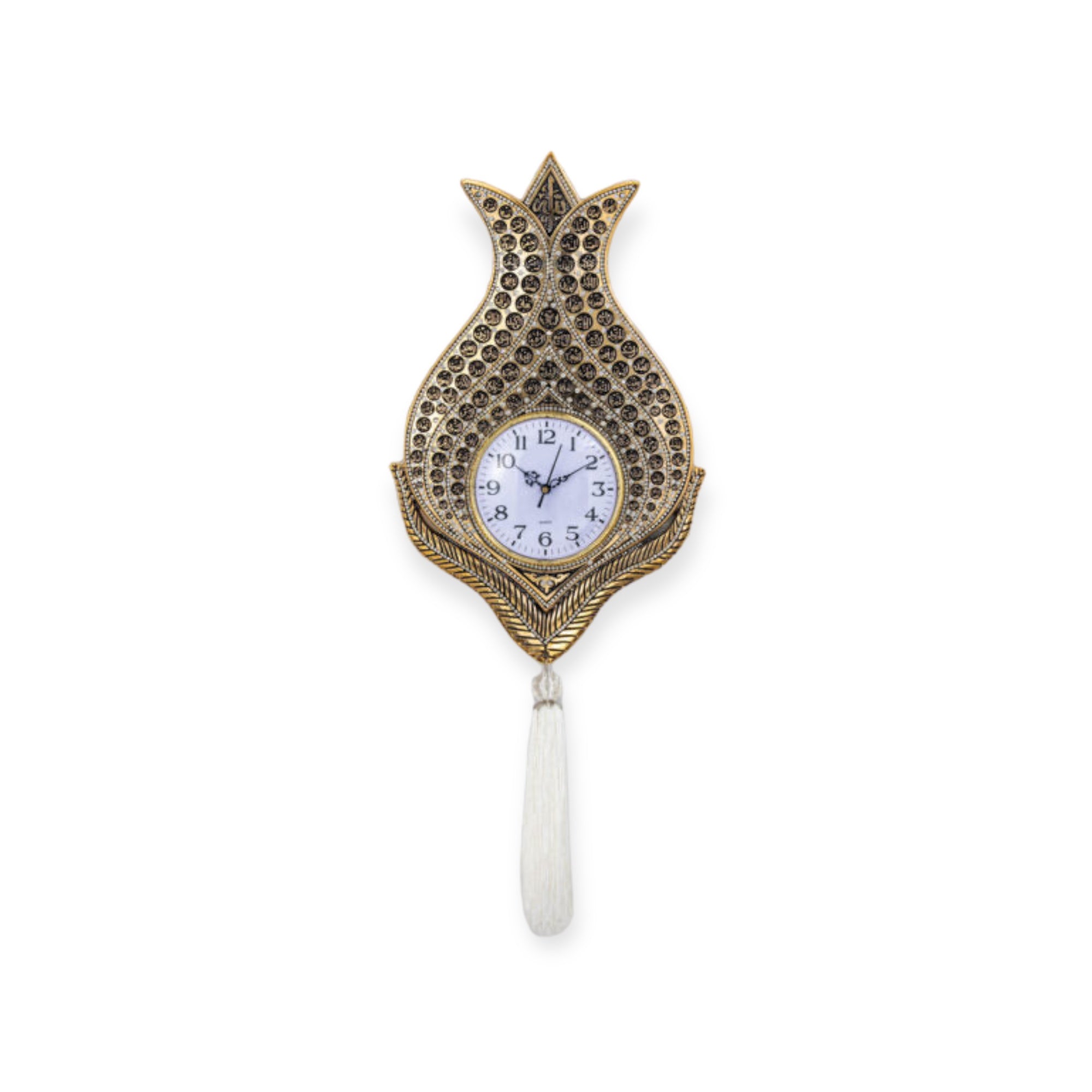 Islamic Wall Clock - Clock With 99 Beautiful Names of Allah Gold Silver Islamic Wall Clock - Clock With 99 Beautiful Names of Allah Gold Silver