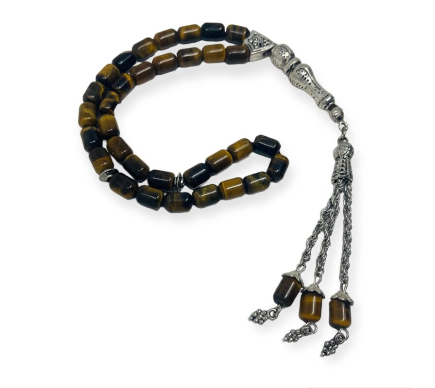 Tasbeeh Prayer Beads - Natural Tiger's eye stone 33 Tasbih Muslim Bracelets Prayer Beads