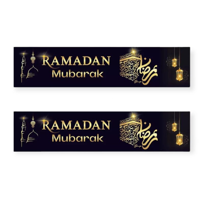 Islamic Ornament - Black Ramadan Mubarak Pack 2 Banners Decorate And Celebrate
