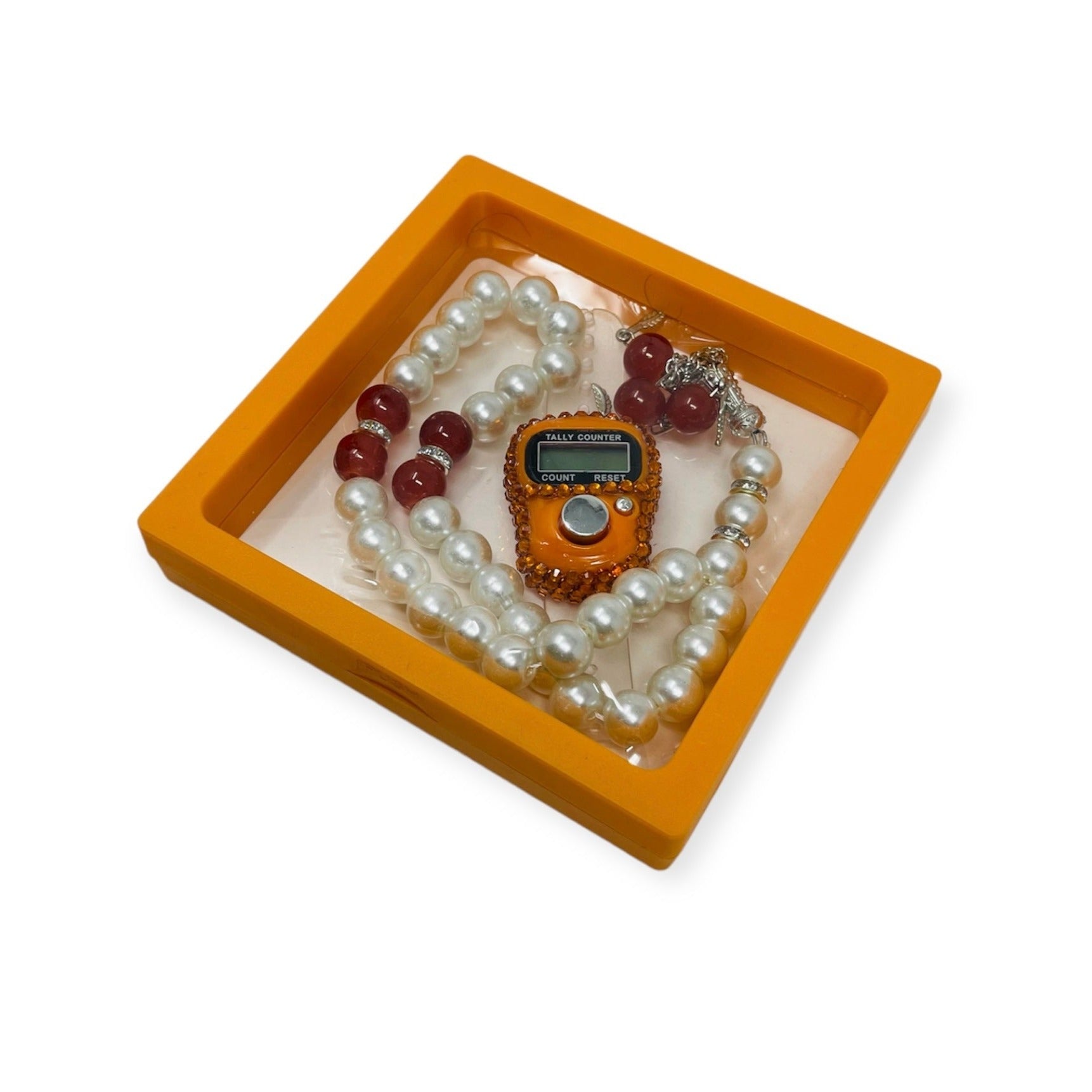 Tasbeeh Prayer Beads - Islamic Tasbih Beads 99 and Digtal Counter Gift Set Orange Tasbeeh Prayer Beads - Islamic Tasbih Beads 99 and Digtal Counter Gift Set Orange