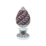 Islamic Ornament - Islamic Table Decor White pine cone with Red stones - 99 Names of Allah Alif collection BB-0930-1675