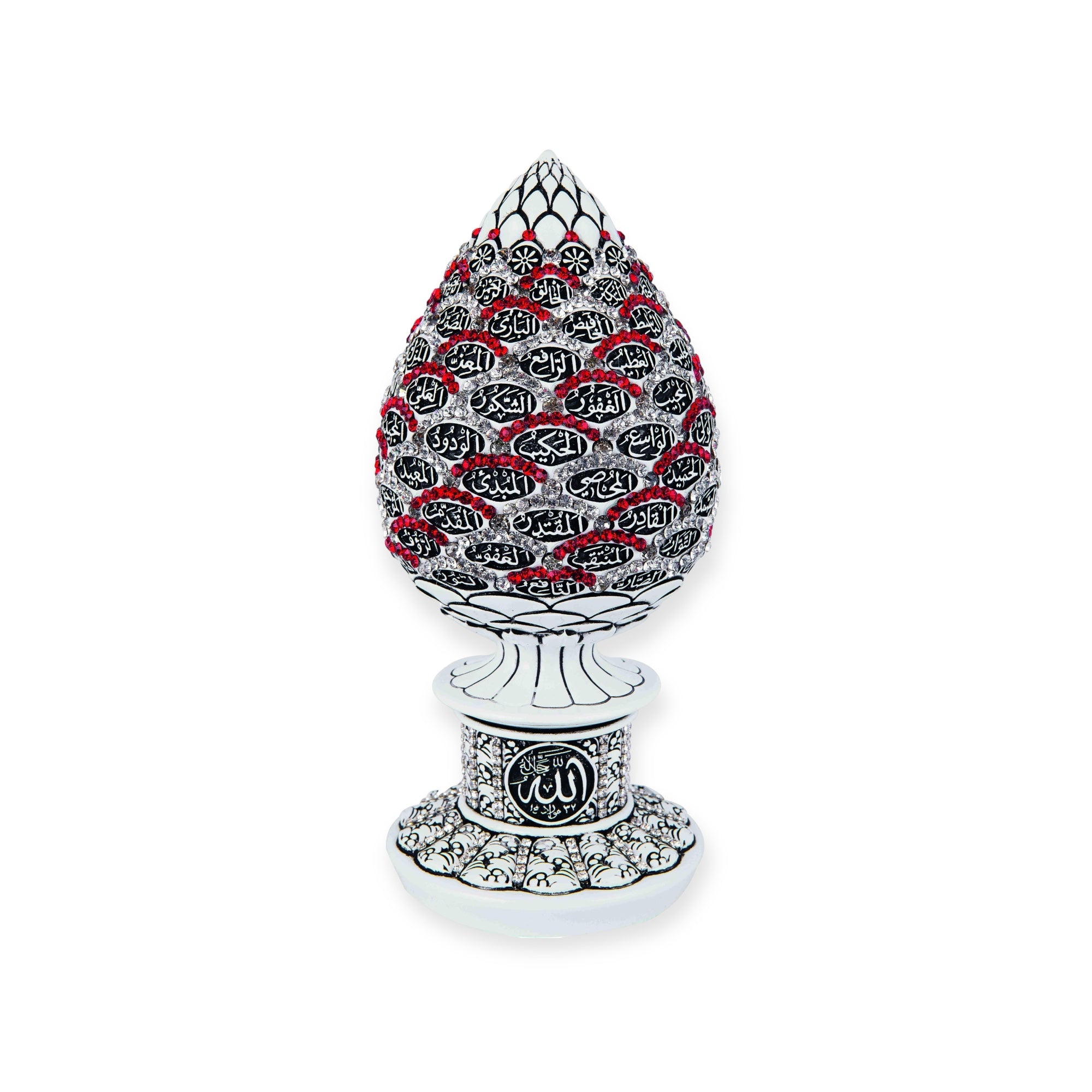 Islamic Ornament - Islamic Table Decor White pine cone with Red stones - 99 Names of Allah Alif collection BB-0930-1675 Islamic Ornament - Islamic Table Decor White pine cone with Red stones - 99 Names of Allah Alif collection BB-0930-1675