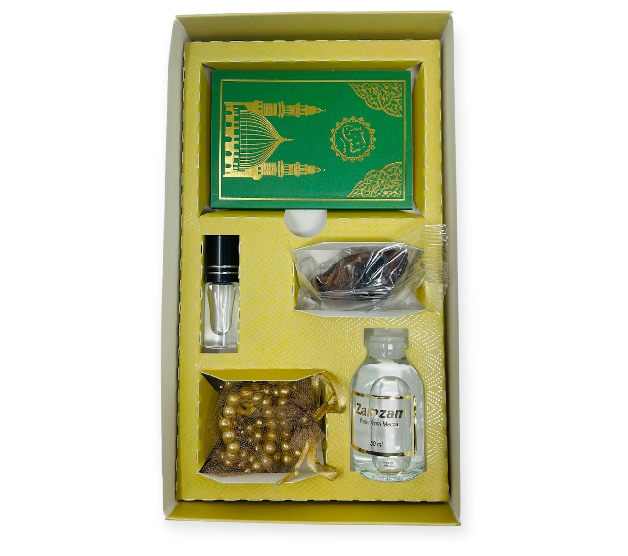 Tasbeeh Prayer Beads - Islamic Gift Box Tasbeeh, Zamzam Water, Attar, Dates &Yaseen books Tasbeeh Prayer Beads - Islamic Gift Box Tasbeeh, Zamzam Water, Attar, Dates &Yaseen books