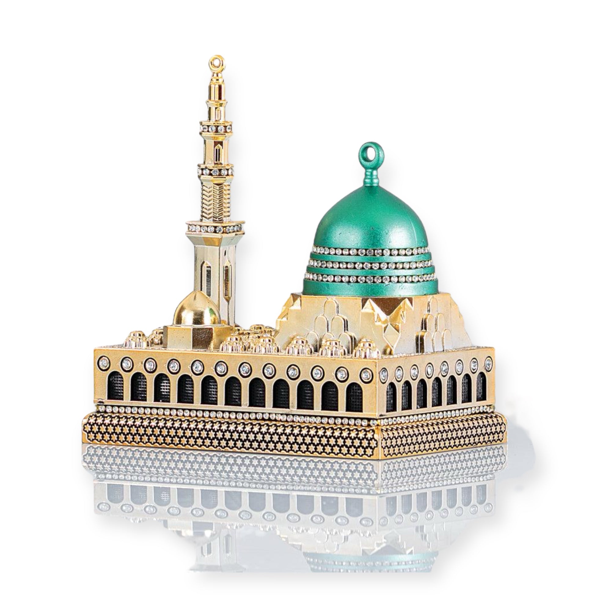 Islamic Ornament - Masjid-e-Nabvi Ornament – Gold & Silver Islamic Replica with Rhinestones Islamic Ornament - Masjid-e-Nabvi Ornament – Gold & Silver Islamic Replica with Rhinestones