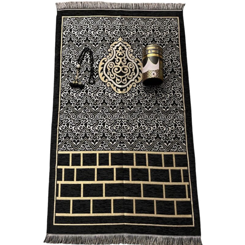 Islamic Prayer Mat - Beautiful Prayer mats Tasbeeh With Box Black