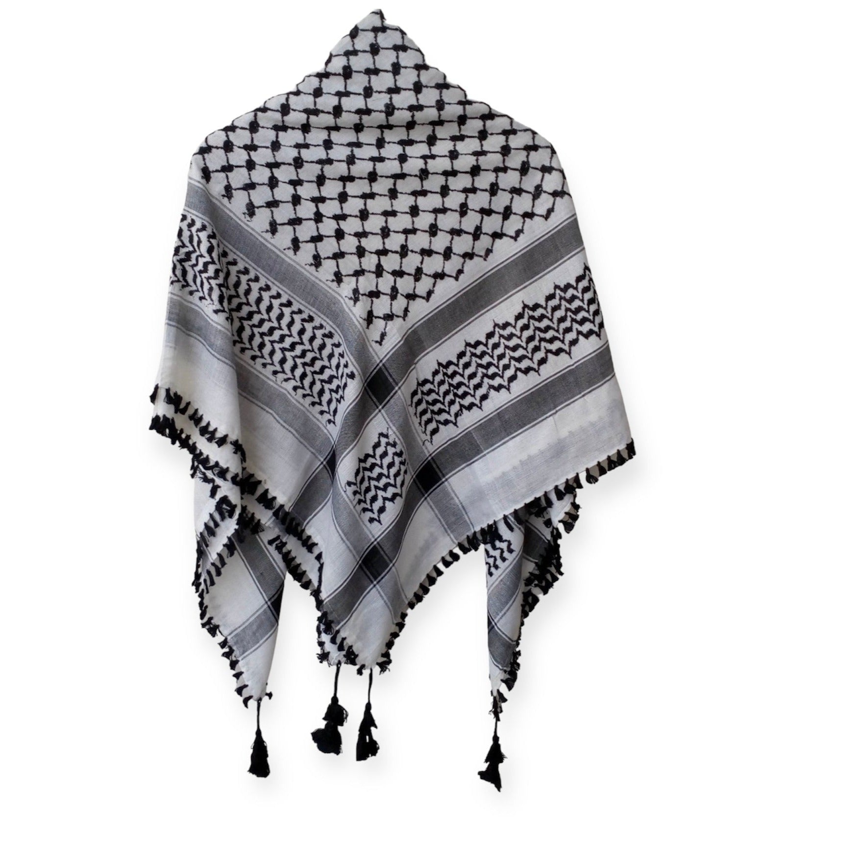 Hijab and Scarf - Palestine Scarf Keffiyeh Arafat Hatta Cotton Wide Scarf with Tassels, Shemagh Arab Cotton Hijab and Scarf - Palestine Scarf Keffiyeh Arafat Hatta Cotton Wide Scarf with Tassels, Shemagh Arab Cotton