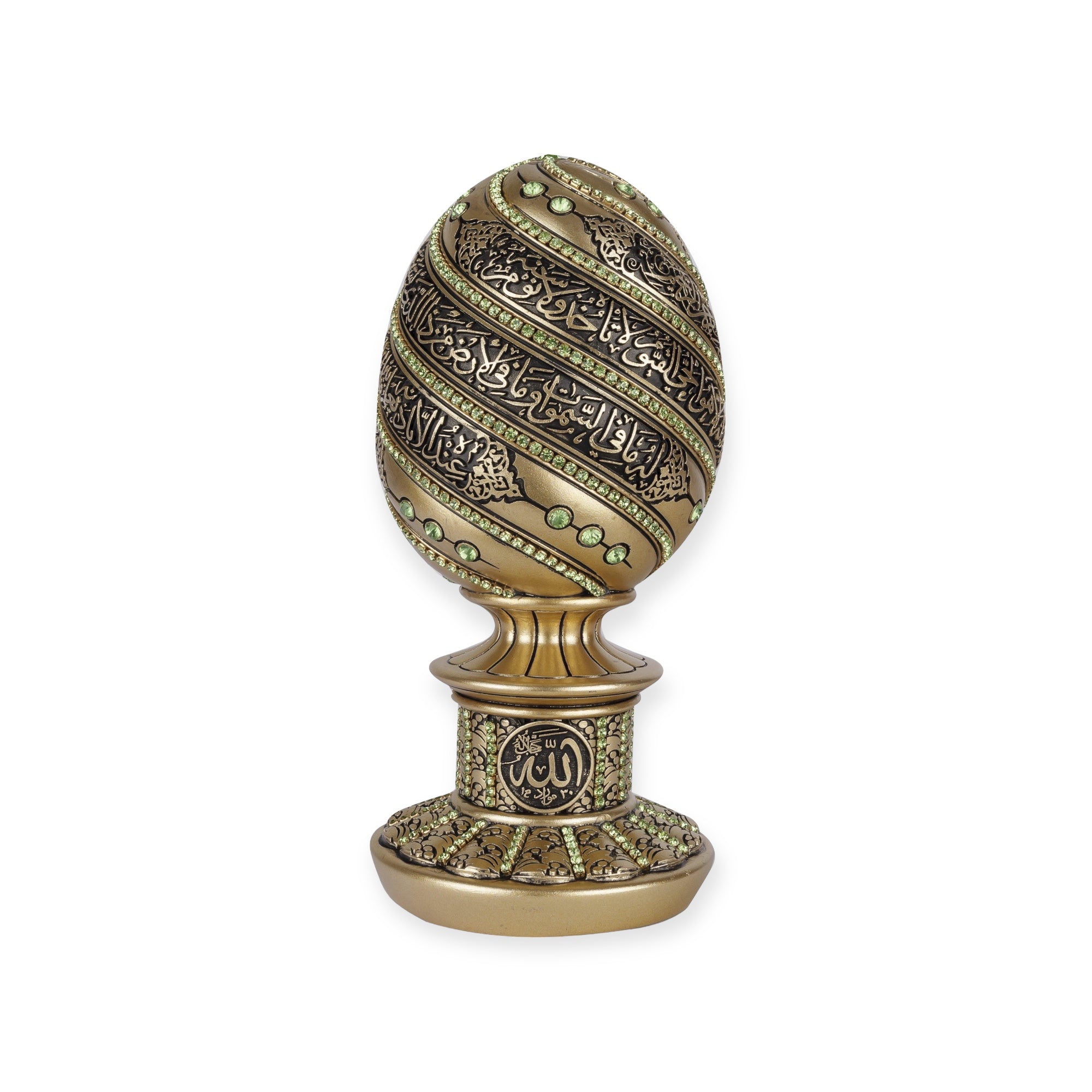Islamic Home Decor - A beautiful golden and black egg sculpture engraved with Ayatul Kurs-BB-0931- 1650 Islamic Home Decor - A beautiful golden and black egg sculpture engraved with Ayatul Kurs-BB-0931- 1650