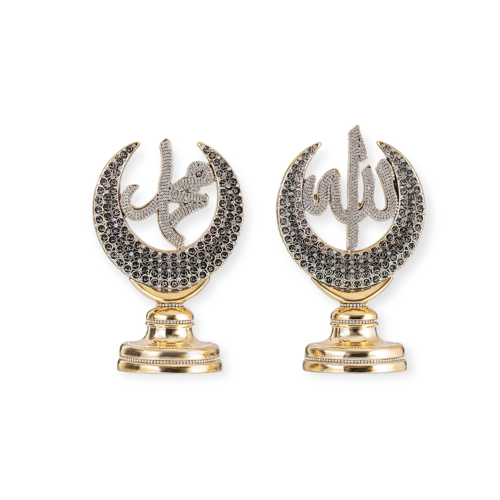Islamic Wall Clock - Crescent Star Table Clock – Gold & Silver Finish | Islamic Home Décor Islamic Wall Clock - Crescent Star Table Clock – Gold & Silver Finish | Islamic Home Décor