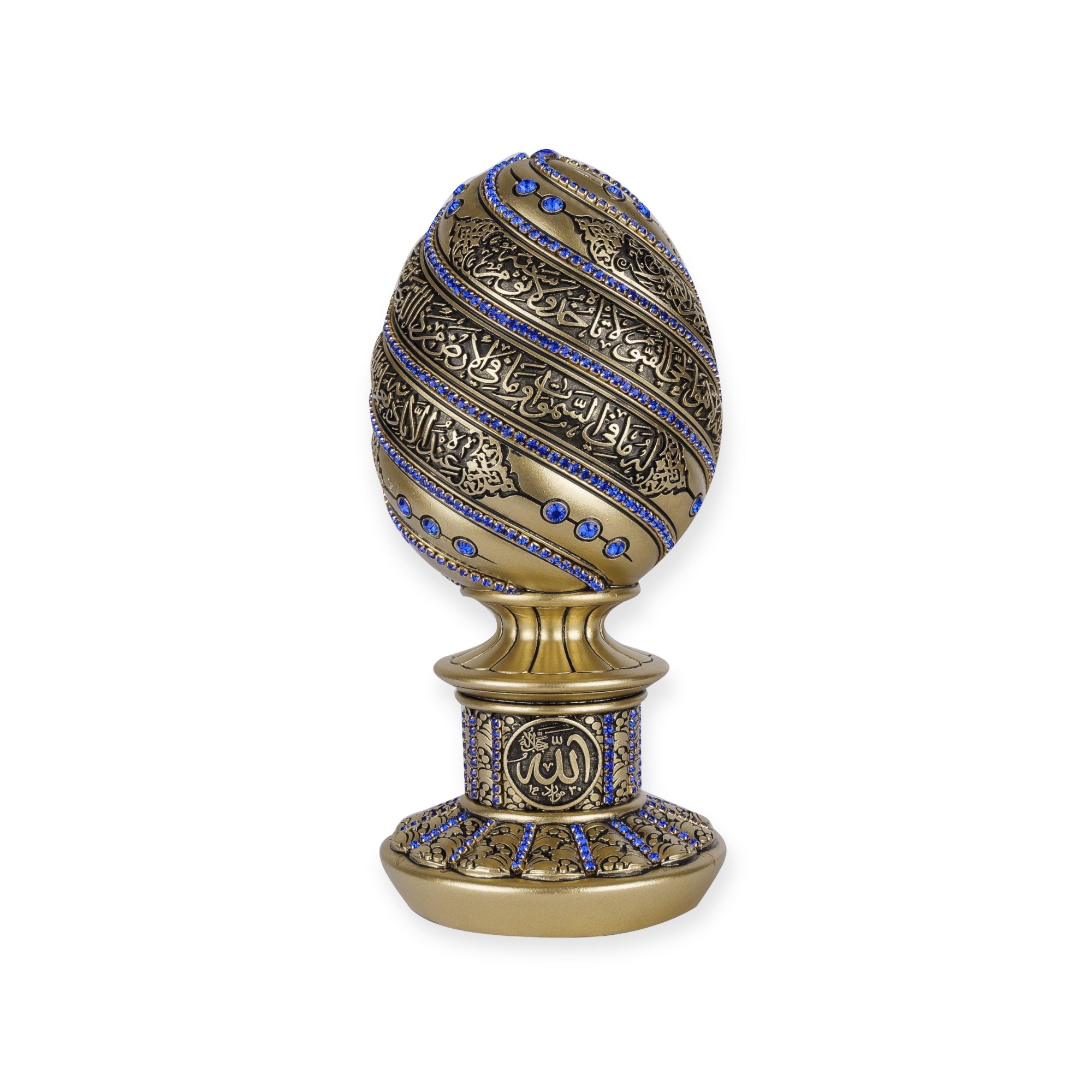 Islamic Home Decor - A beautiful golden and black egg sculpture engraved with Ayatul Kurs-BB-0931-1646 Islamic Home Decor - A beautiful golden and black egg sculpture engraved with Ayatul Kurs-BB-0931-1646