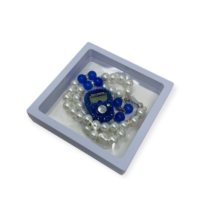 Tasbeeh Prayer Beads - Islamic Tasbih Beads 99 and Digtal Counter Gift Set Blue