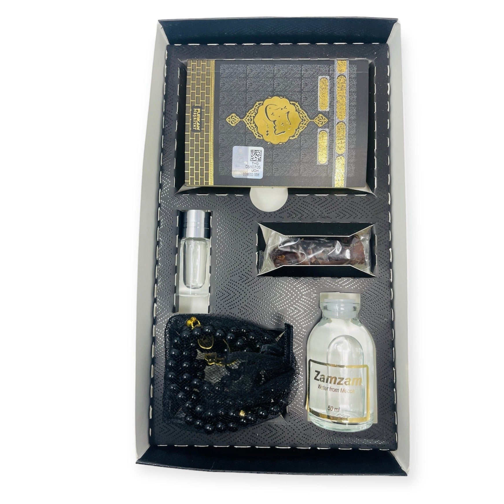 Tasbeeh Prayer Beads - Islamic Gift Box Tasbeeh, Zamzam Water, Attar, Dates &Yaseen books Black Tasbeeh Prayer Beads - Islamic Gift Box Tasbeeh, Zamzam Water, Attar, Dates &Yaseen books Black