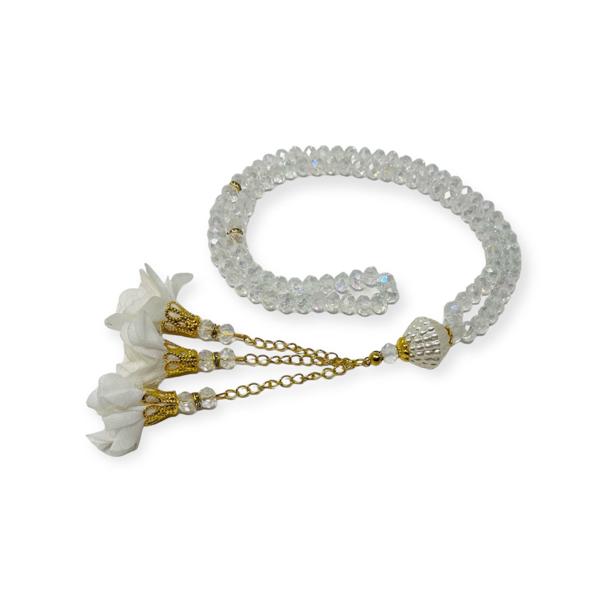 Tasbeeh Prayer Beads - Crystal 99 Prayer Beads, Tasbih, Misbaha, White Tasbeeh Prayer Beads - Crystal 99 Prayer Beads, Tasbih, Misbaha, White
