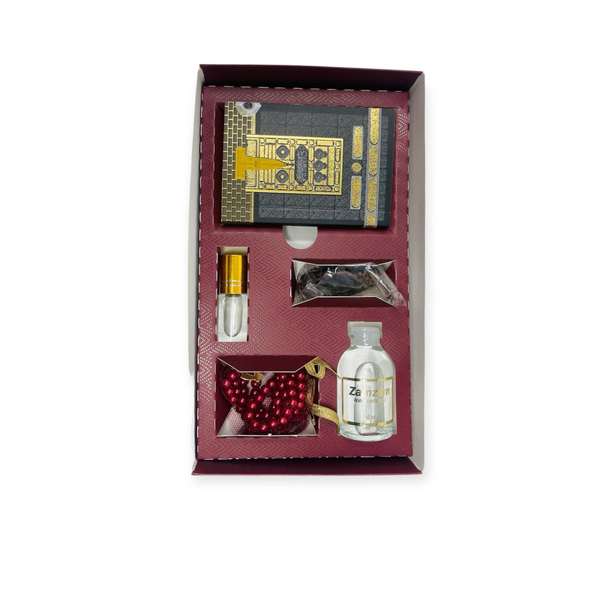 Tasbeeh Prayer Beads - Islamic Gift Box Tasbeeh, Zamzam Water, Attar, Dates &Yaseen books Red Tasbeeh Prayer Beads - Islamic Gift Box Tasbeeh, Zamzam Water, Attar, Dates &Yaseen books Red