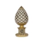 Islamic Ornament - Islamic Table Decor Golden pine cone with White stones - 99 Names of Allah Alif collection