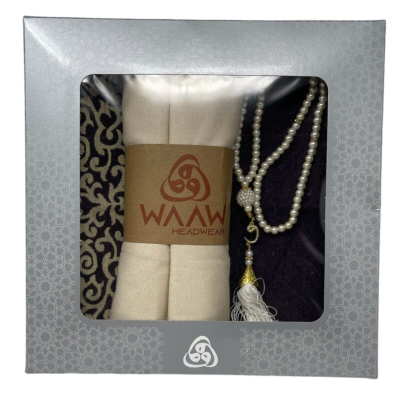 Islamic Prayer Mat - Beautiful Gift Box Prayer mat with Tasbeeh & Scarf