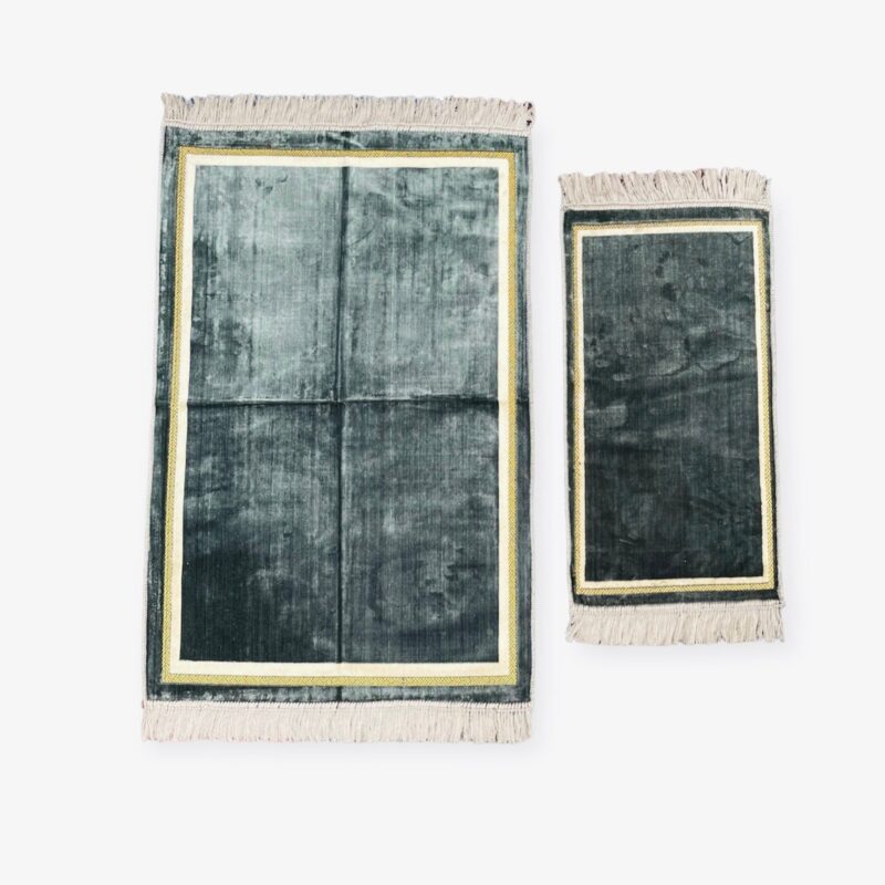 Islamic Prayer Mat - Adult & Child Prayer mat Gift Set Grey