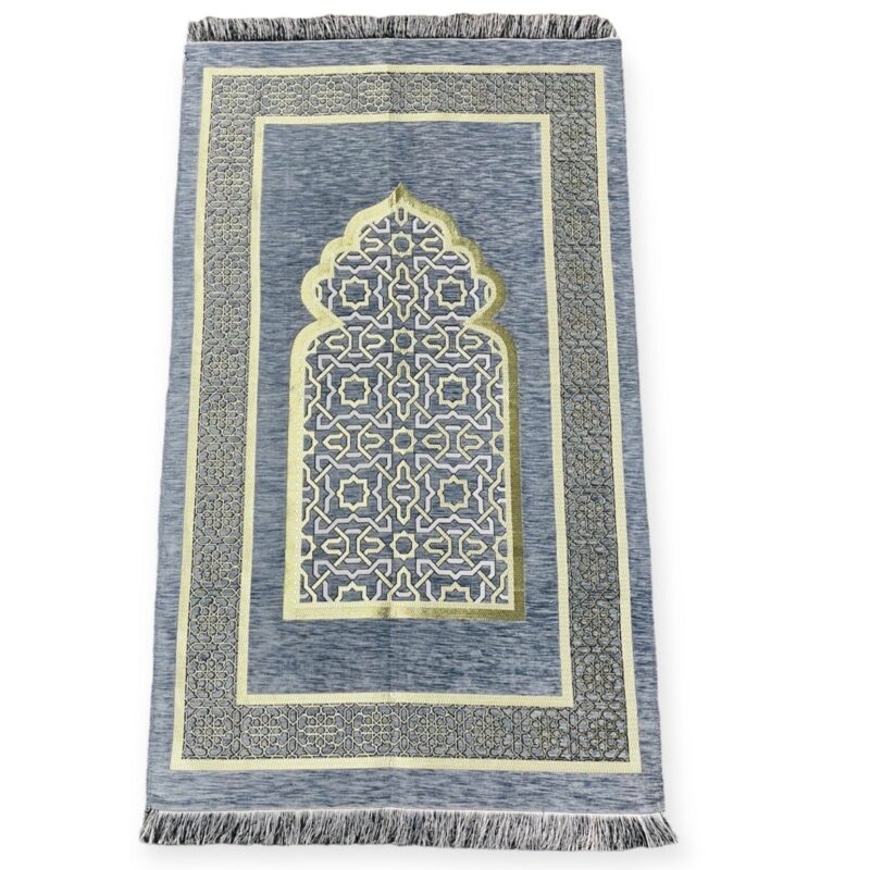 Chenille Embroidered Islamic Prayer Mat Dynasty -Blue