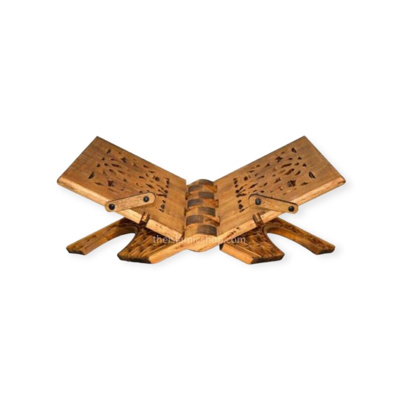 Wooden Desktop Perforated Rahle – Handmade Turkish Quran Reading Stand – Foldable & Portable