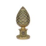 Islamic Ornament - Islamic Table Decor Golden pine cone with Blue stones - 99 Names of Allah Alif collection