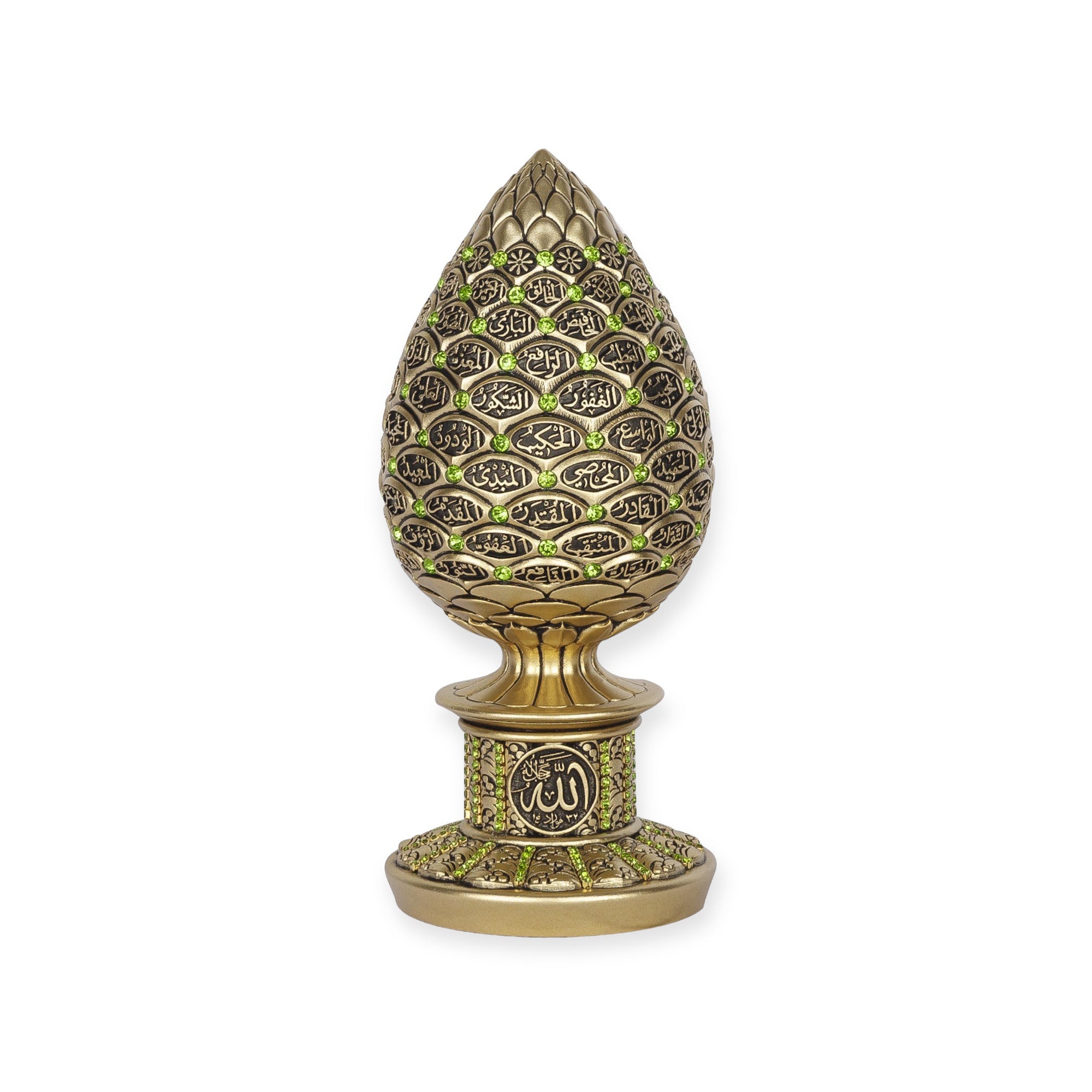 Islamic Ornament - Islamic Table Decor Golden pine cone with Blue stones - 99 Names of Allah Alif collection Islamic Ornament - Islamic Table Decor Golden pine cone with Blue stones - 99 Names of Allah Alif collection