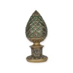 Islamic Ornament - Golden Pine Cone with Green Stones – 99 Names of Allah Alif Collection