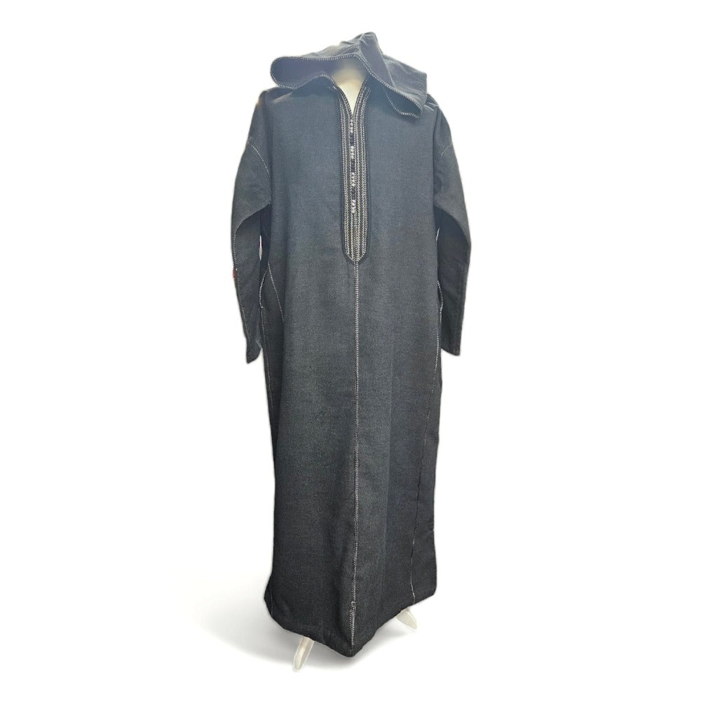 Jubba and Thobe - Winter Moroccan Thoub - Cashmere Wool Blend, Dark Grey Jubba Thobe Djellaba Jubba and Thobe - Winter Moroccan Thoub - Cashmere Wool Blend, Dark Grey Jubba Thobe Djellaba