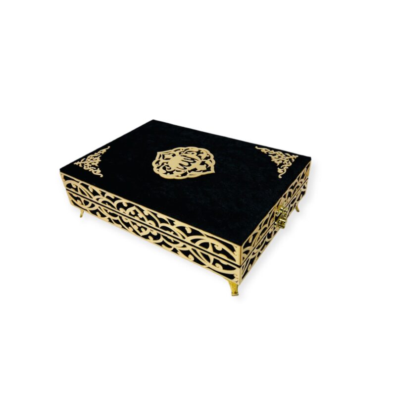 Tasbeeh Prayer Beads - Velvet Wooden Box Quran, Indo Pak 15 line Quran With Tasbeeh