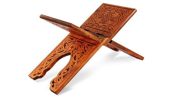 Medium size red pine wooden rehal Quran holder